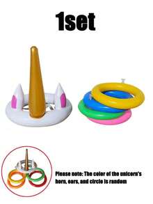 4/2/1set-Unicorn Party Games, Inflatable Ring Toss Game Set Unicorn And Toss Rings, Party Game Favors Party Decoration Adult Team Game,Teamwork Activities, 2026 Happy New Year Party Packs