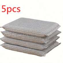 إسفنجة تنظيف المطبخ عالية الكثافة من الحرير الفضي، إسفنجة كشط سحرية، فرشاة كشط الوجه، إسفنجة غسيل الأطباق، إسفنجة تنظيف كاشطة عالمية - فضي - مشاهدة 11