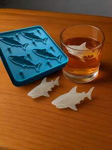 1pc Shark Silicone Ice Cube Tray, 4 Cavities Non-Stick Baking Mold, Suitable For Making Ice Cubes, Chocolates, Cookies, Creative Kitchen Party Mold, Essential For Dessert Lovers - Multicolor - View 5