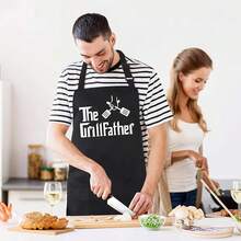 Grill Aprons For Men Dad - The Grill Father Apron - Funny Chef CooFKing Grilling BBQ Apron With 2 Pockets - Birthday Fathers Day Christmas Gifts For Dad,Black7 - 黑7 - 查看 8