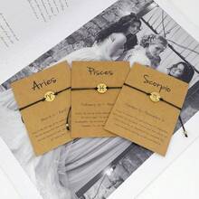 Silver Zodiac Bracelet Constellation Sign Bracelet For Women.12 Astrology Horoscope Bracelet/Anklet Friendship Couple Jewelry With Card,Sagittarius(Gold) - 射手座(金色) - 查看 7