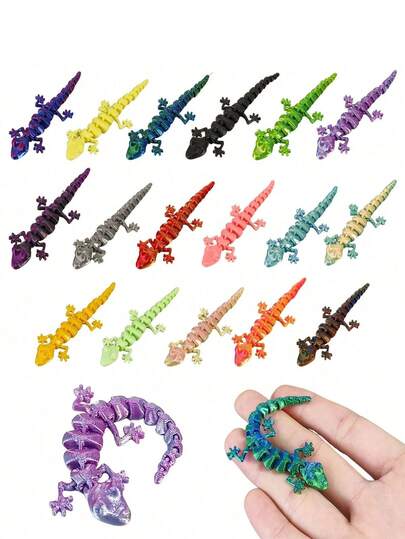 1pc/3pcs/6pcs/12pcs 3D Printed Chameleon Lizard Statue, Home Decor With Fully Movable Joints, Multicolor Series, Holiday Decoration Gift, Christmas, Halloween, Perfect Gift For 3D Printing Hobbyists