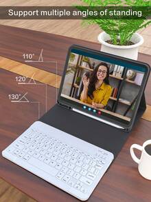 Keyboard Case Compatible With Ipad (A16) 11th Generation 10th Generation, 7th/8th/9th, Air 4th/5th/(M2) 2024 / (M3) 2025, Pro 11 (2018/2020/2021/2022) With PU Leather Cover, Detachable Wireless Keyboard Battery 150mAh & Built-In Pencil Holder English, Black - Black - View 4