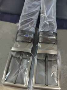 1pc Men's Reversible Belt, 2.8cm Wide, Fashionable Rotary Buckle - Black - View 4