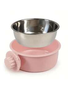 悬挂式狗碗，可拆卸不锈钢狗粮水碗，二合一可调节宠物笼喂食器碗，宠物用品