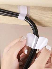 10-100pcs Cable Organizer Hook And Loop Ties, Multi-Purpose Cable Management Straps For Computer Cables, Desk Cable Holder, Cable Ties - White - View 6