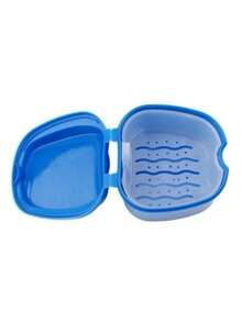 1 Peça Caixa de Limpeza de Dentadura com Coador - Armazenamento e Limpeza de Aparelhos Dentários Portáteis - Para Molhar e Limpar Aparelhos Dentários, Protetores Bucais, Protetores Noturnos, Retentores, Acessório Portátil - Azul Marinho - Visão 4