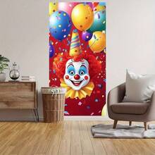 2D Flat VDoor Flag 1 Pc 2D Carnival Of Clowns Door Flag - Durable Polyester, No Power Required, Ideal For Indoor/Outdoor Spring/Summer Celebrations, Parties And Events, Party Decorations, Optimistic Design, Vibrant Printing - 1PCS - View 10