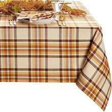 Home Fashions Russet - Mantel de algodón Tela a Cuadros para otoño/Acción de Gracias, Rectangular de 60 x 102 Pulgadas(304.8 x 152.4 cm (Rectangular) multi) - Multicolor - Ver 2