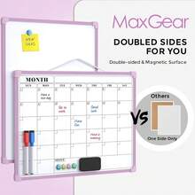 MaxGear Monthly Calendar Dry Erase Board For Wall, 16\X12\ Small Hanging Double-Sided White Board, Portable Whiteboard For Planning, Drawing, Memo, To Do List, Schoolsss, Home, Office, Purple Frame,Purple - 紫色的 - 查看 4