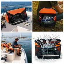 Bolsa De Con Asa Resistente u2013 Organizador De Seuelos Con Malla Y Compartimentos Para Placas De Hierro u2013 Perfecta Para En Agua Salada O Dulce, Ya Sea En La Playa, Ro, Lago, Estanque O Mar - Naranja - Ver 1