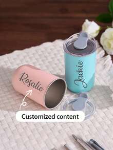 1pc Customized Stainless Steel Travel Mug - Double Wall Insulated Coffee Cup, Customizable Name, Cold Drink Cup | Elegant Matte Finish | Double Wall Insulation, Coffee Cup, Reusable, Multipurpose, Decorative, Fashionable, Refined, High Quality, Customizable, Personalized, Unique, Ideal Gift For Him, Ideal Gift For Her, Boyfriend, Girlfriend, Dad, Mom, Family, Friends, Students, Office Workers, Office, Tea Room, School, Home