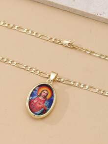 1件双面14K镀金浮雕吊坠项链，圣本笃、圣犹达、耶稣十字架吊坠，适合日常佩戴，基督教宗教饰品，奢华礼品 - 金色 - 查看 5