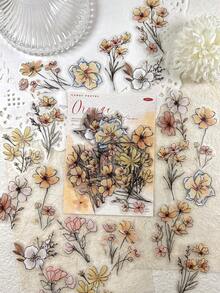 20pcs/Pack Vintage Floral Rose Plant PET Stickers, Scrapbooking DIY Decorative Stickers For Planner, Album - Multicolor - View 17