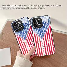 American Flag Mobile Phone Case, Inspired By Patriotism And Freedom, Suitable For IPhone 16, 15, 14, 13, 12 And 11 Pro Models, Made Of TPU Material, And Provides Shockproof Protection. Perfect For Family, Friends, Children, Birthdays, Spring, Holidays, Boyfriends, Girlfriends, And Valentine's Day Gifts. - 黑色LB33 - 查看 6
