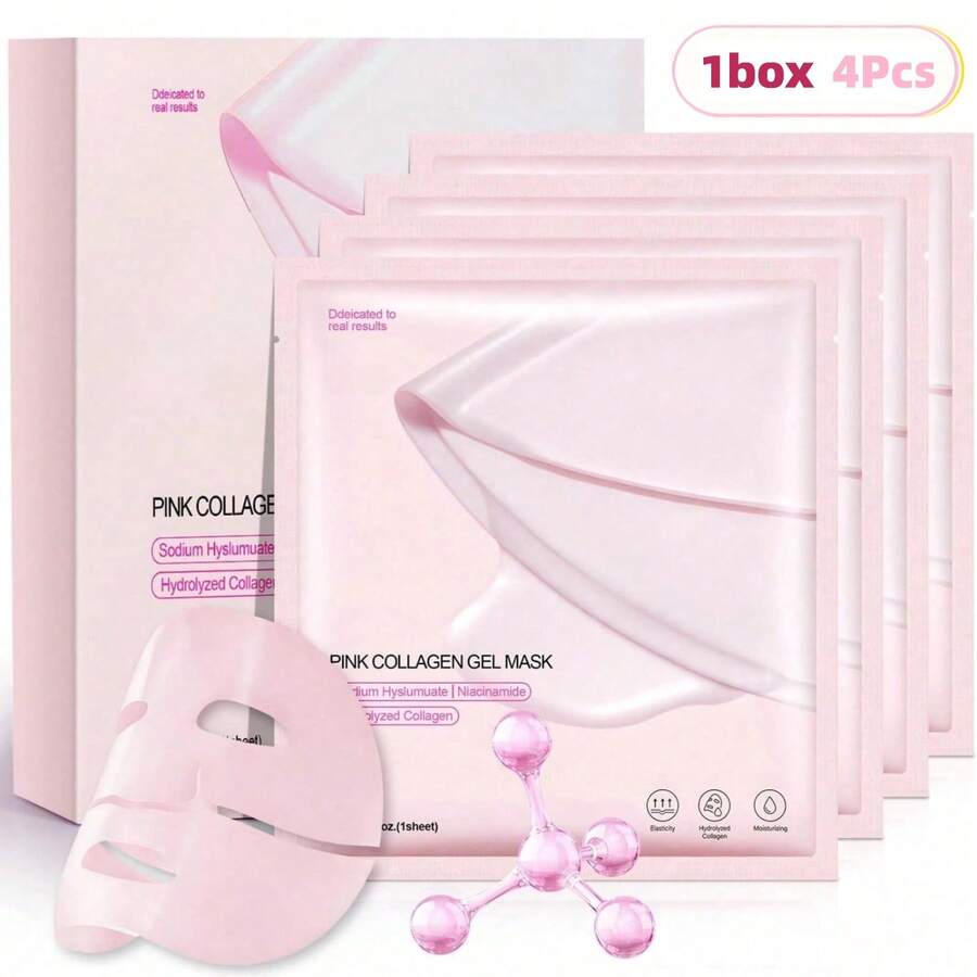 Jelly Gel Mask With Salmon DNA Collagen, Overnight Face Mask For Glass Glow Skin, Hydrating, Firming & Elasticity Boost, Korean Skincare, Ideal For Women, Gift, Holidays & Daily Use - 1盒/4個 - 查看 1