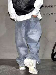 Quần Jeans Nam Dáng Rộng Cổ Điển Thường Ngày Có Túi - Rửa nhẹ - Xem 3