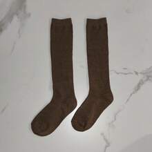 1 Pair Women's Cotton Solid Color Ribbed Knee High Socks, Fashionable Minimalist School Style - Multicolor - View 8
