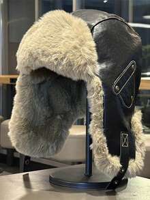 1pc Men/Women Outdoor Solid Color Thermal Lined Knit Hat & Neck Warmer Set, Suitable For Outdoor, Street, Daily Use, Fashion Beanie, Ideal Gift - Leather Retro Lei Feng - View 8