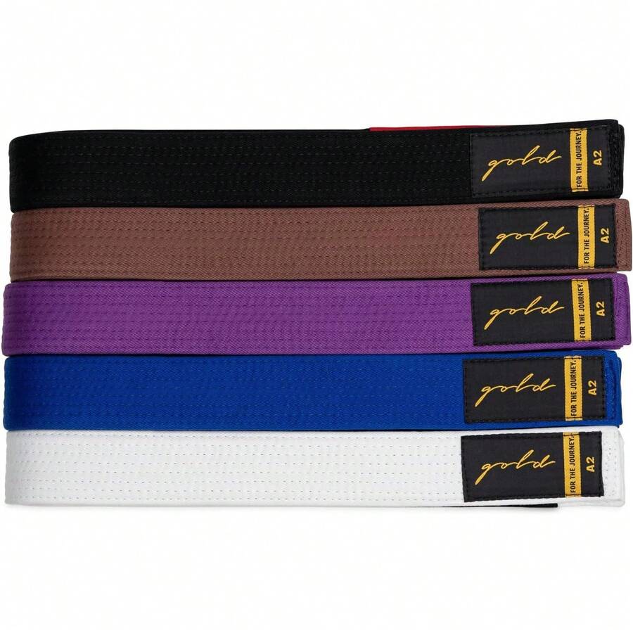 Gold BJJ Jiu Jitsu Belt - Cinturones premium con barra de rango para rayas - Aprobado por la competencia IBJJF - Blanco - Ver 1