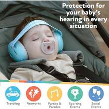 Nuby Soft Sounds - Orejeras ajustables para bebé para protección contra ruidos fuertes, ideales para espectáculos de aire, fuegos artificiales, viajes en vuelo y mucho más Azul solamente. - rosa - Ver 4