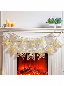 一套开斋节快乐木质悬挂横幅，乡村风格装饰，适用于斋月期间家庭壁炉、室内/室外派对。 - 彩色 - 查看 10