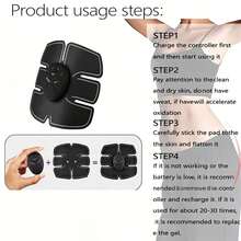 Battery Powered Smart Abdominal Muscle Stimulator Trainer, Unisex Fitness Equipment For Abdominal Exercise - Black - View 10