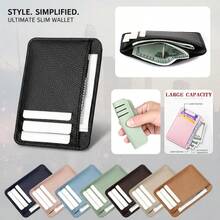 Portfel damski z PU z zapinaną na zamek portmonetką, mini kieszonką na klucze, uchwytem na karty z wieloma przegródkami, etui na karty kredytowe, 1 kieszenią na zamek z 5 przegródkami na karty, portfelem na karty o szerszym designie - Wielokolorowe - Zobacz 7