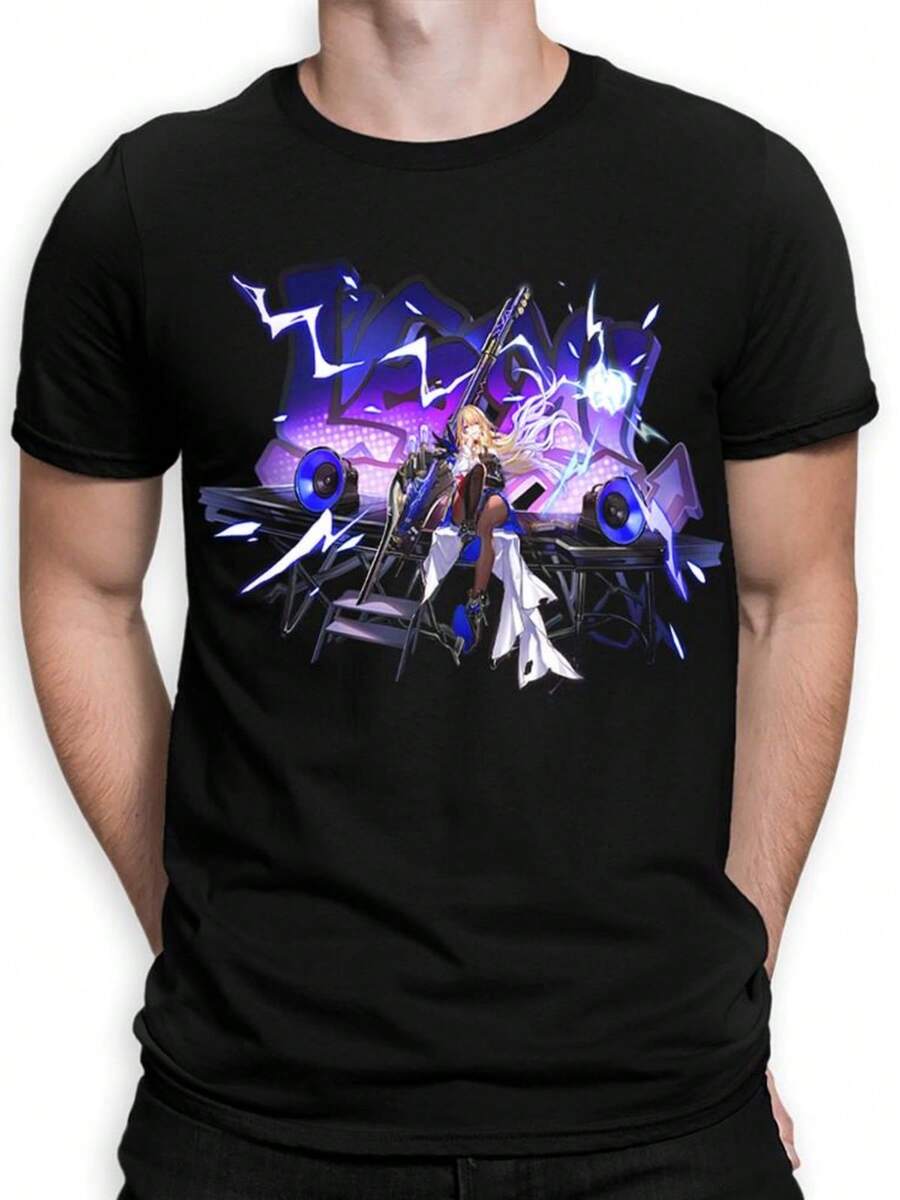 Honkai Star Rail Serval Landau T-Shirt Men39s And Women39s Sizes HON-11139 - 黑色 - 查看 1