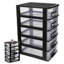 Cabilock 5-Tier Plastic Drawers Storage Unit Clear Craft Storage Drawer Unit Small Organiser Bins For Office Stationery Makeup Organization - As Pic - View 1