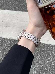 Huastonband 1件女款 錶帶，星空色不鏽鋼可調節錶帶，相容於 Ultra 3 2 1 SE S10 S9 S8 S7 S6 S5 S4 S3 S2 S1 系列，時尚替換智慧手錶錶帶，中性款，金屬錶帶，14mm 窄寬，輕量，可選尺寸 38mm 40mm 41mm、42mm 44mm 45mm 49mm - 米色 - 查看 8