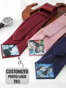 Customized Photo Tie, Customized Photo Tie Patch, Tie Sticker Small Decorative Accessory, Personalized Tie, Engagement Gift, Gift For Dad, Father's Day Gift, Exquisite, Fashionable, Unique, Multi-Functional, Highly Decorative, Reusable, Also Suitable As A Unique Gift For Birthday, Wedding Anniversary - Multicolor - View 1