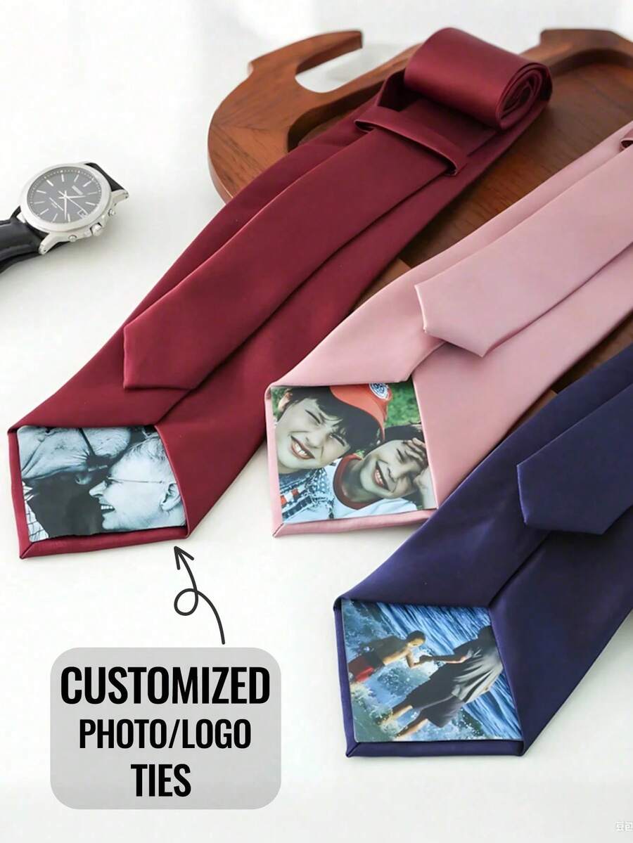 Customized Photo Tie, Customized Photo Tie Patch, Tie Sticker Small Decorative Accessory, Personalized Tie, Engagement Gift, Gift For Dad, Father's Day Gift, Exquisite, Fashionable, Unique, Multi-Functional, Highly Decorative, Reusable, Also Suitable As A Unique Gift For Birthday, Wedding Anniversary - Multicolor - View 1