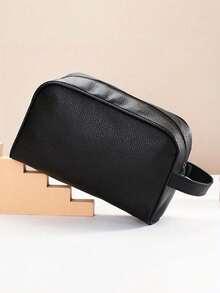 Men's Waterproof Travel Toiletry Organizer Bag, PVC Embossed Cosmetic Bag, Portable Makeup Organizer, Men's Zipper Handbag Valentine'S Day - Multicolor - View 4