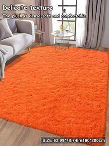 1 tấm thảm lông xù mềm mại, ấm áp, màu trơn, thảm nhung ấm áp mang không khí ngày lễ, trang trí phòng theo phong cách Bắc Âu tối giản hiện đại, trang trí nhà màu kem lông dày thoải mái, quà tặng theo mùa thu/đông, thảm trang trí Giáng sinh/Halloween/Ngày lễ tình nhân mềm mại, thảm dễ chăm sóc cho phòng khách, ghế sofa, phòng ngủ - Quả cam - Xem 4