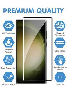 Bộ 2 miếng dán màn hình cường lực 9H phủ toàn màn hình, phù hợp với Galaxy S26 Ultra S25+ S25 S24 Ultra S24+ S24FE S24 S23+ S23 S22+ S22 S21+ S21, siêu trong suốt, chống trầy xước, chống bám vân tay, chống sốc và chống rơi vỡ. - Trong sáng - Xem 7