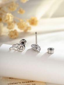 1pc Skin-Friendly Hypoallergenic Titanium Steel Angel Wing Design Unisex Screw Ear Bone Piercing Earring - Angel Wing Ear Bone Nail - View 5