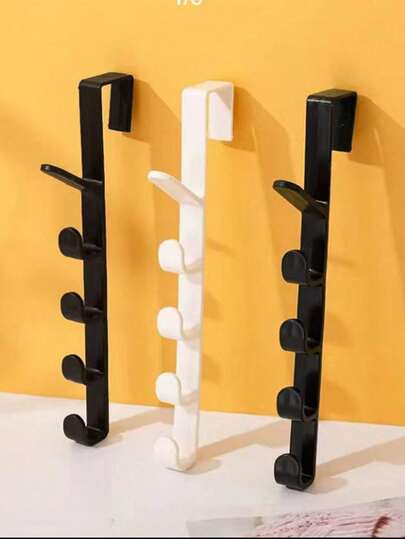 5/3 Pcs Simple Practical Style Matte White Over-The-Door Hanger Plastic Material Sturdy Load-Bearing & Multipurpose Storage Bedroom/Entryway/Laundry Room Hanging Clothing & Bag Hanger Home Organization Hooks Father's Day/Graduation Season/New Year