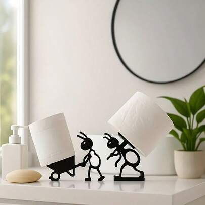 1pc Creative Ant Shaped Paper Towel Holder - Adhesive Mounted Napkin Dispenser For Cabinet, Countertop, Bathroom, Living Room, Ideal Home Decor, Bathroom Decor And Accessories, Toilet Paper Holder, Office Washroom Supplies, Modern Decor, Durable Bathroom Accessories Bathroom Tools
