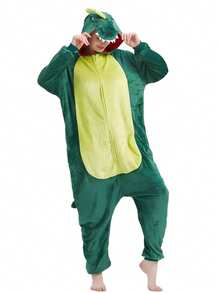 Unisex Plush Dinosaur  Pajamas For Adults - Green - View 1