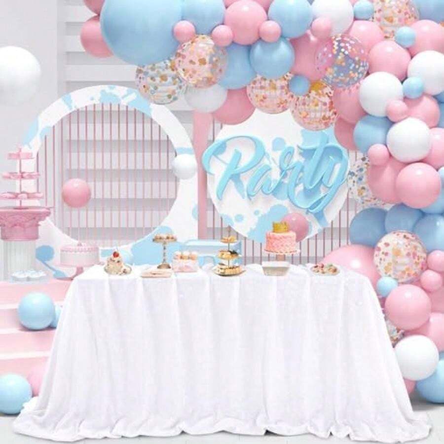 QueenDream 60x102 Inch sequin tablecloth for wedding and party decor-Silver(152.4 x 259.1 cm (Rectangular) Blanco) - Multicolor - Ver 1