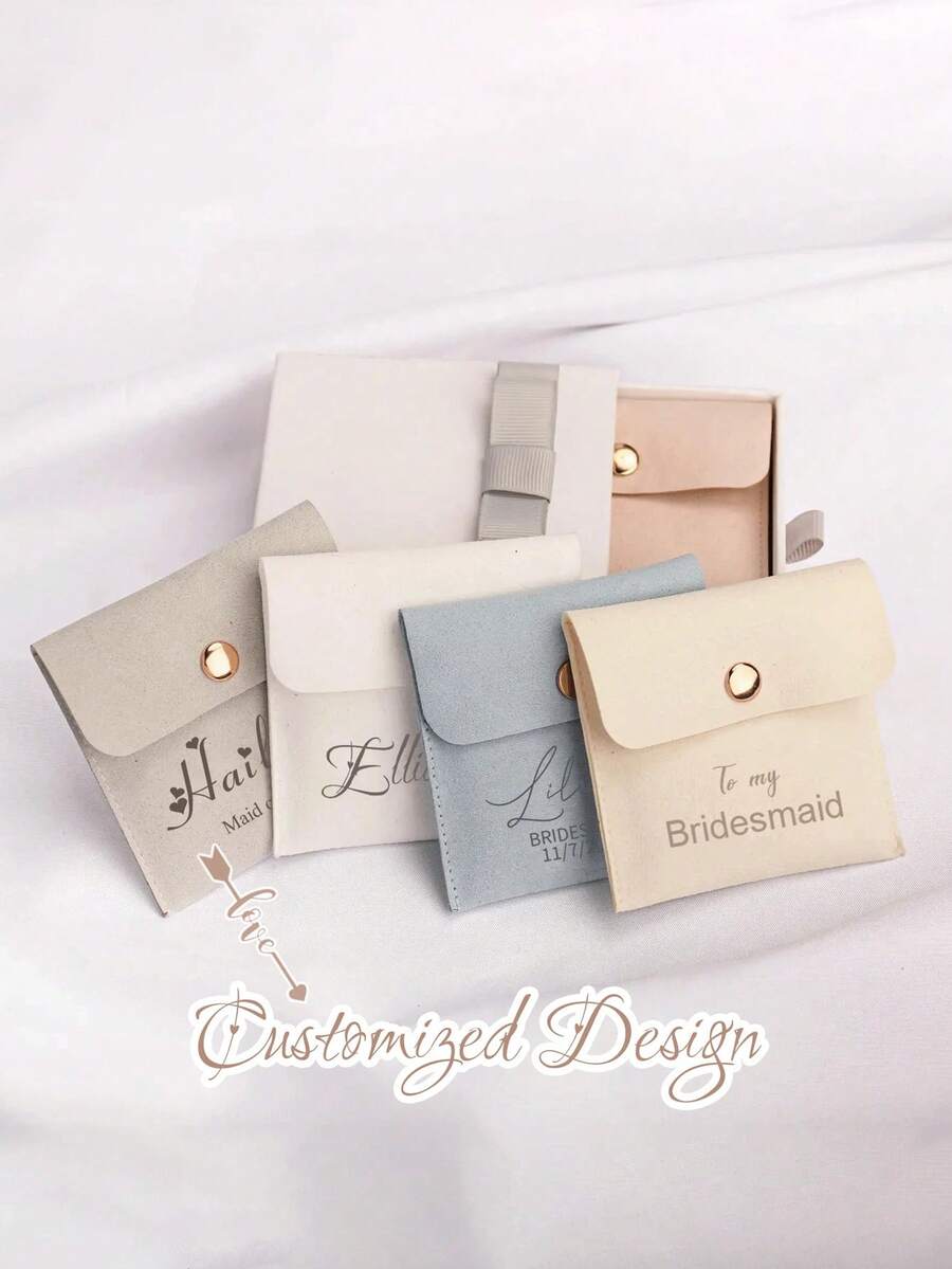 1pc Customized Bridesmaid Earrings, Necklace, Bracelet Jewelry Bag, Travel Jewelry Storage Bag, Personalized Gift Bag, Can Customize Name Imprint, Bridesmaid Jewelry, Bridesmaid Gift, Jewelry Gift