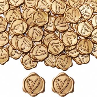 10/20/50/100Pcs Heart Pattern Real Wax Sealing Stickers Self-Adhesive Wedding Invitation Envelope Seal Stickers For Decorating Wedding Invitations, Gifts