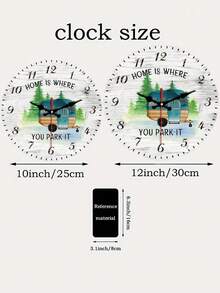 1 Pc 10 Inch/12 Inch "Home Is Where You Park It" Wall Clock, Camping Scene Pattern Hanging Clock, Wall Clock Decor For Living Room Office Bedroom, AA Battery (Not Included) - Multicolor - View 7