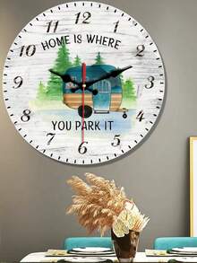 1 Pc 10 Inch/12 Inch "Home Is Where You Park It" Wall Clock, Camping Scene Pattern Hanging Clock, Wall Clock Decor For Living Room Office Bedroom, AA Battery (Not Included) - Multicolor - View 5