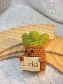 1pc Laser Engraved Customized Positive Affirmation Potted Plant, Cute Crochet Figurine, Plant Imitation, Suitable For Party, Wedding, Birthday And Valentine's Day Novelty Gift - Multicolor - View 8