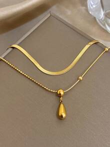 1 件水滴吊坠项链，女士优雅不锈钢链项链，日常派对饰品，圣诞节礼物，情人节礼物，母亲节礼物 - 彩色 - 查看 4