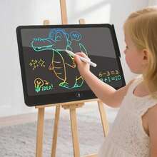 13英寸大屏幕电子写字板 - 一键可擦写可重复使用绘图板，配有触控笔，儿童教育艺术玩具，耐用PVC材质，创意学习工具，现代儿童家具，光滑表面，适合作为圣诞节、万圣节等11个节日的礼物 - 彩色 - 查看 4