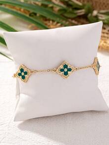 1 件夏日清凉奢华三叶草和五花设计手链手工复古艺术小众高端手饰适合女士日常佩戴母亲节礼物海滩风格度假手绳情人节、妈妈、母亲、母亲节、礼物 - 綠色 - 查看 8