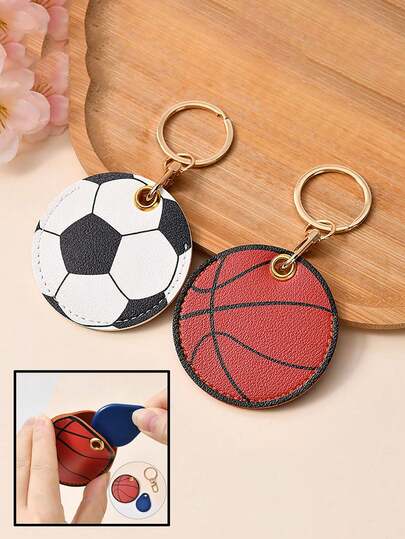 1个运动球造型身份证卡套钥匙扣吊坠，创意皮革钥匙链装饰，送给朋友、家人、情人节、生日、节日、圣诞节、派对配饰的礼物
